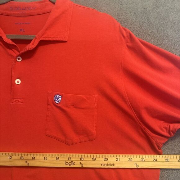B. Draddy Liam Polo Shirt Pima Cotton Mens XL Solid Red Short Sleeve BFCC - Picture 8 of 9